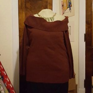 Elegant Off-Shoulder Brown Sweater